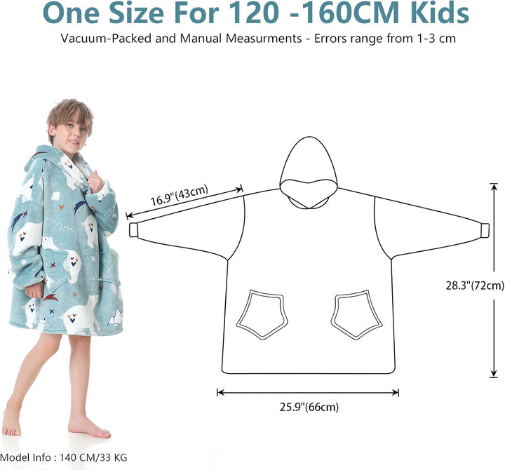 MOKANI ÜBergrossE Hoodie Decke Kinder mit äRmel Tragbare Kapuzenpullover, Super Weich Warmes Bequeme