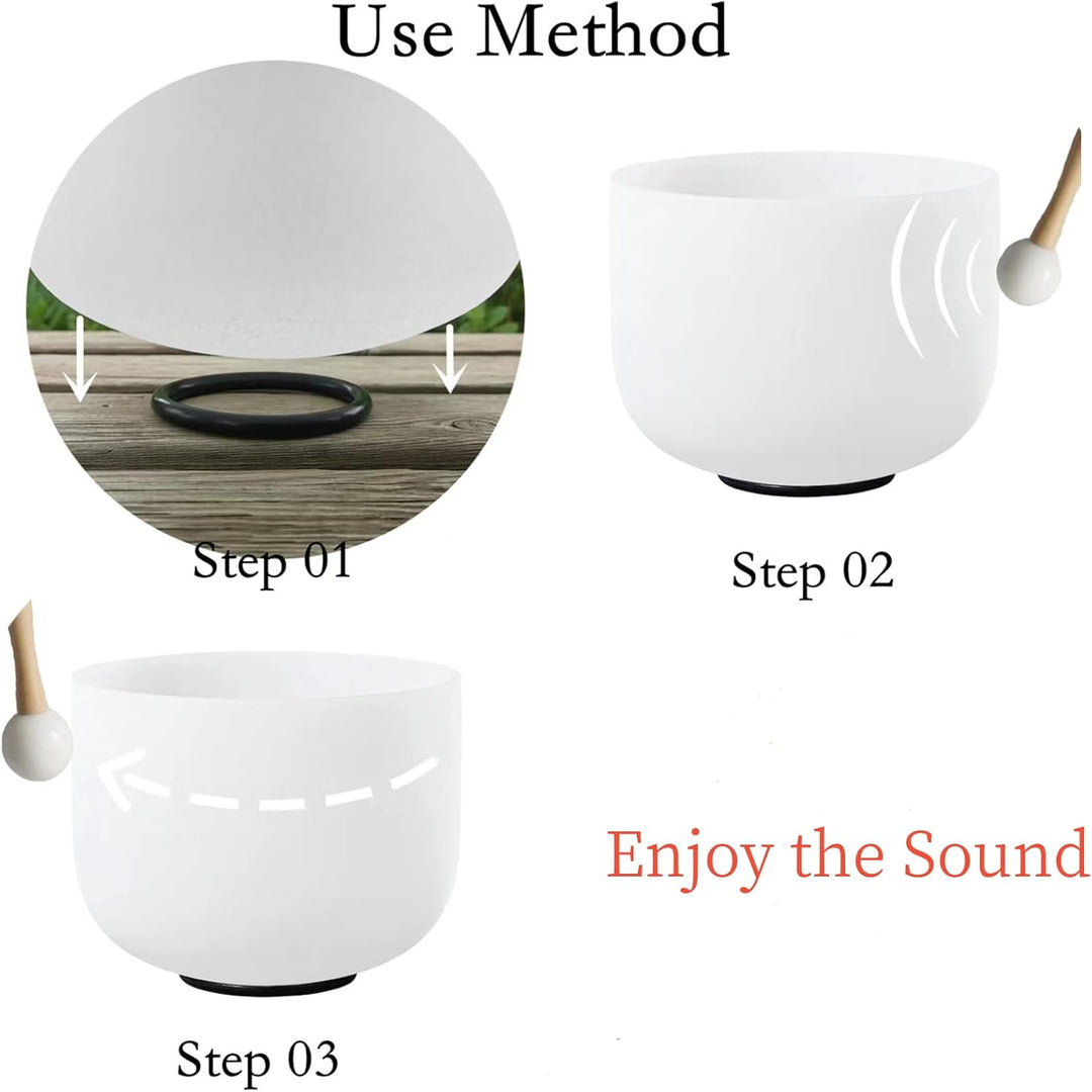 Kristall Klangschale 432hz F Note Herzchakra Frosted Quartz Crystal Singing Bowl 10 Zoll 10 inch 432
