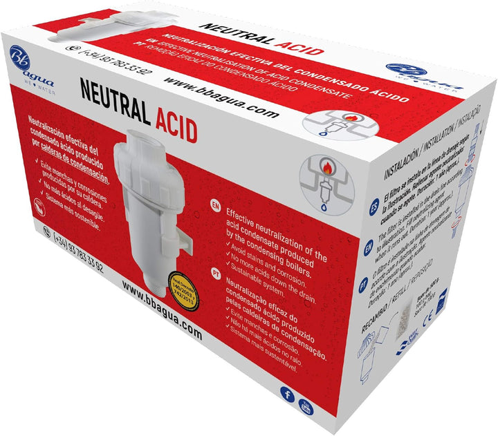 Neutraler Acid-Filter. Neutralisiert Säure-Kondensat, verlängert die Lebensdauer und reduziert die W