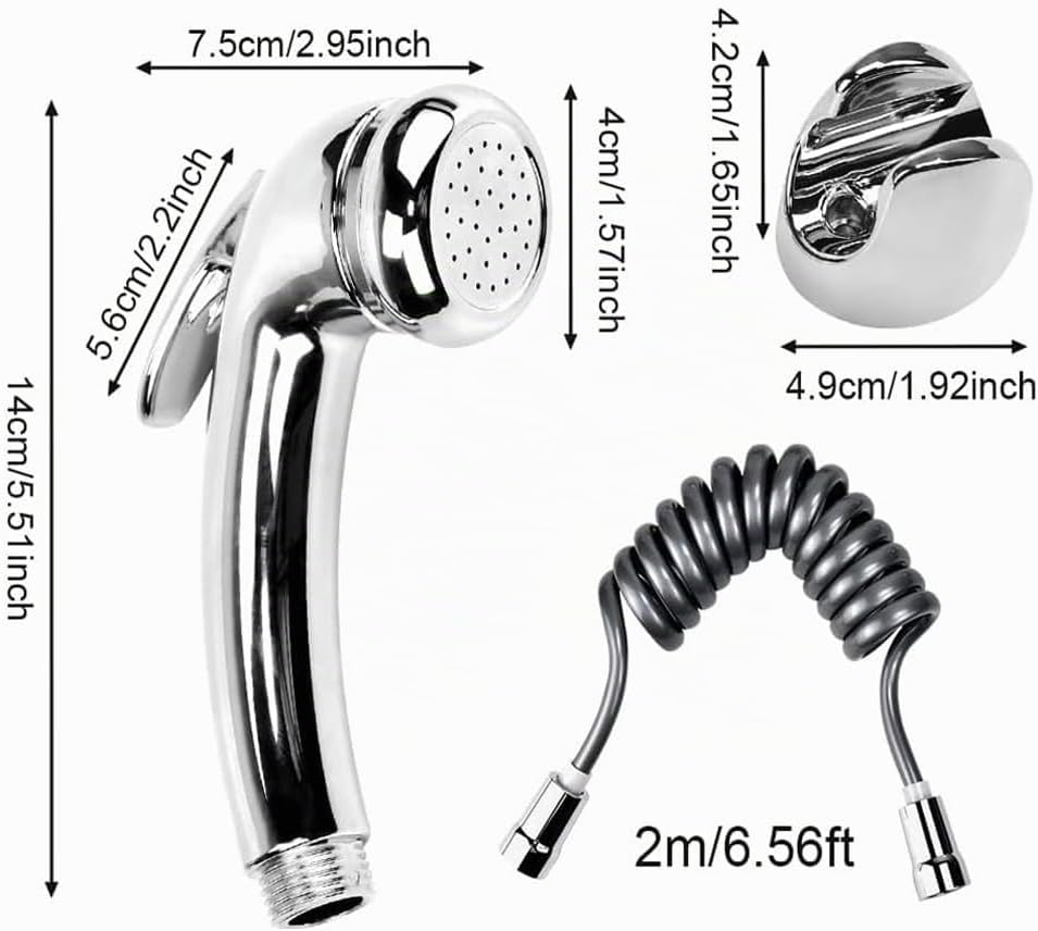 Duschkopf Hochdruck-Handbrause-Set mit Auslöser, Bidet Handbrause für Toilette, 1/2-Zoll-Gewinde, Ch