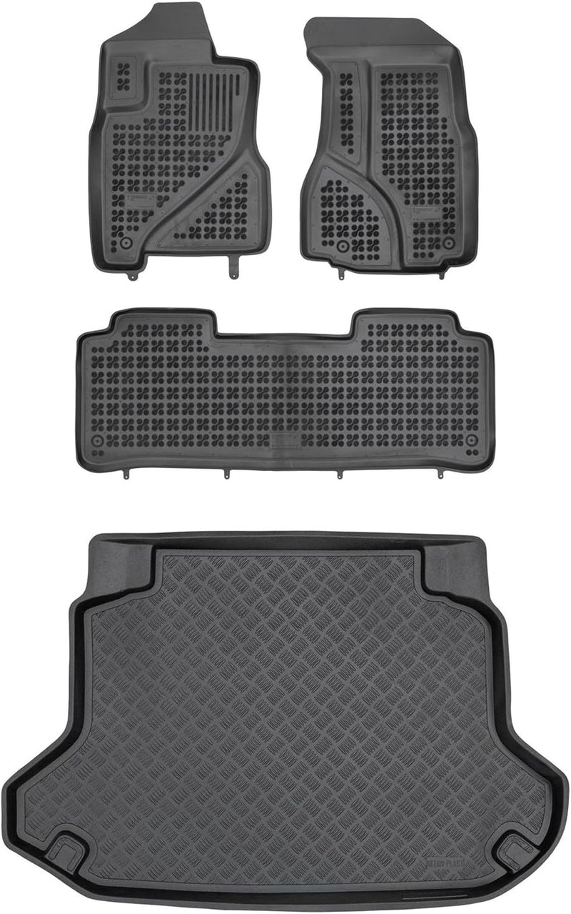 M MOTOS Satz Gummifussmatten und PE Kofferraumwanne für Honda CR-V II 2001-2006 Verbessern Sie Ihren