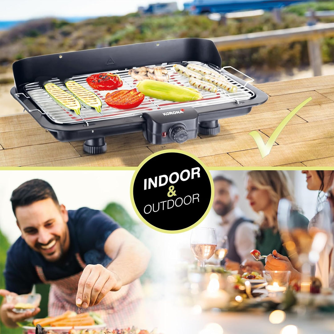 Korona 46117 Elektrischer Tischgrill mit XXL-Grillfläche (51 x 30 cm) | Ideal für den Balkon | 2200