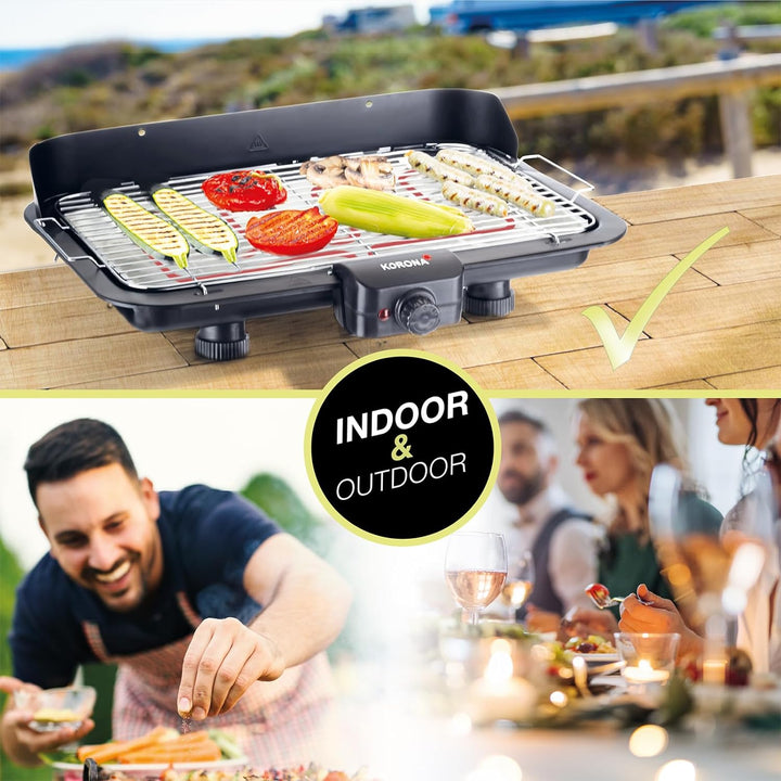 Korona 46117 Elektrischer Tischgrill mit XXL-Grillfläche (51 x 30 cm) | Ideal für den Balkon | 2200