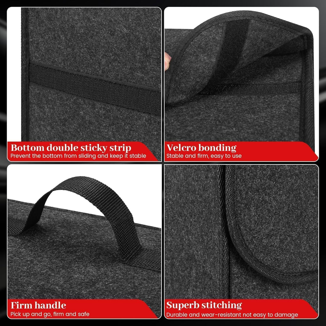 Upgraded Kofferraumtasche Toolbag mit verstärkten Seitenwänden, Nadelfilz Kofferraum-Organizer, Auto