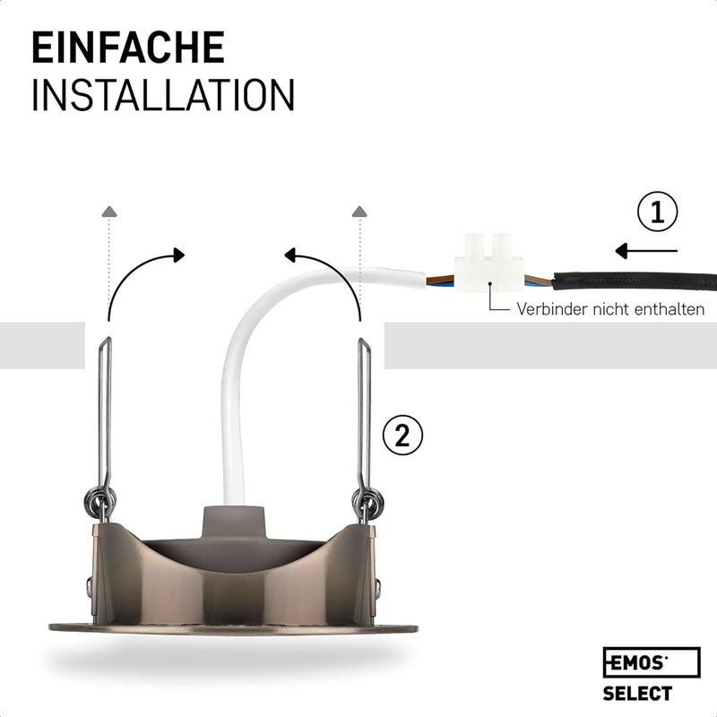 Emos LED Einbaustrahler 230V 5W, 370lm | Einbaustrahler wasserdicht IP44 für Aussen und Innen | LED