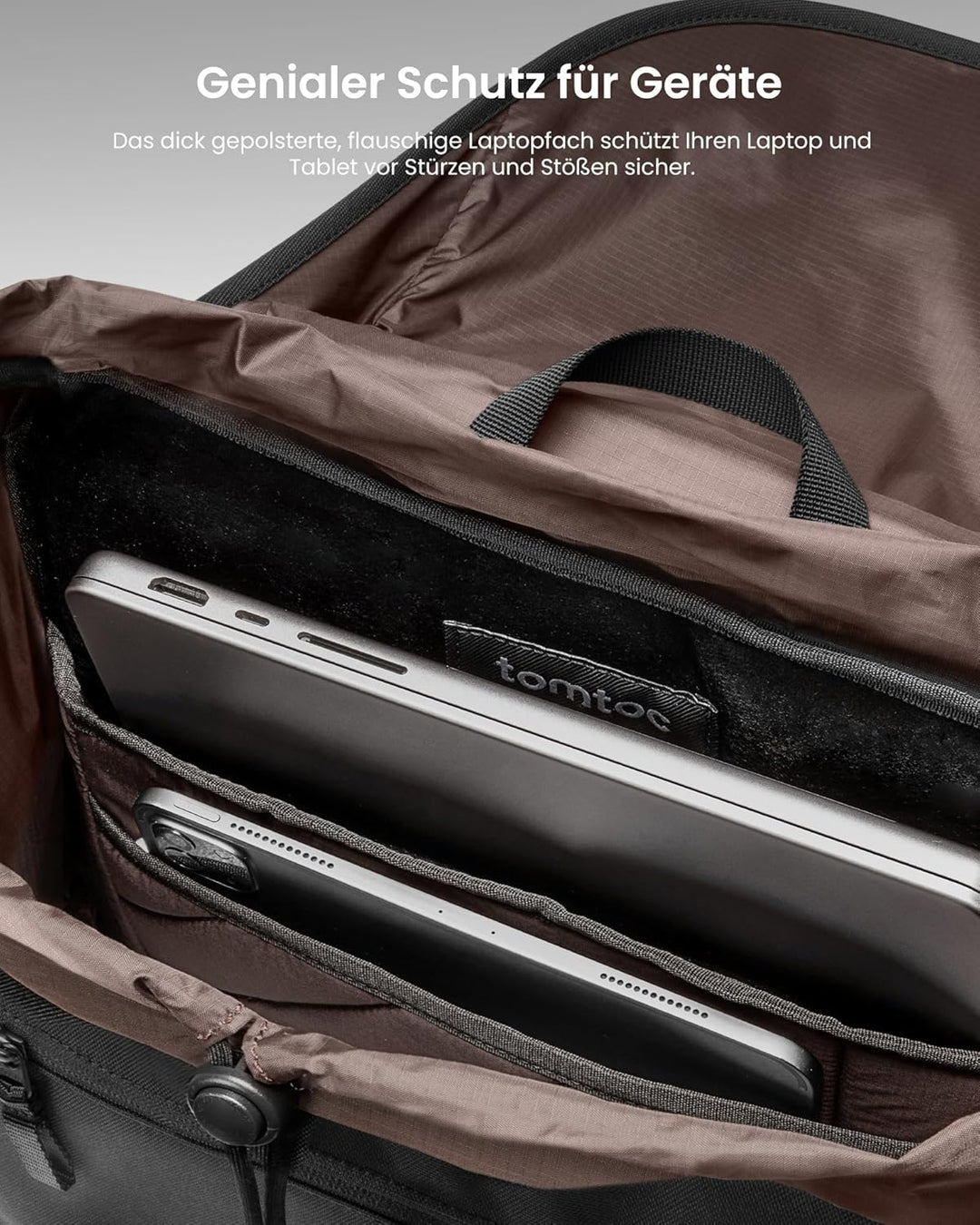 tomtoc Laptop Rucksack für Damen Herren, Vintage Tagesrucksack Daypack Casual Backpack mit 22 Liter