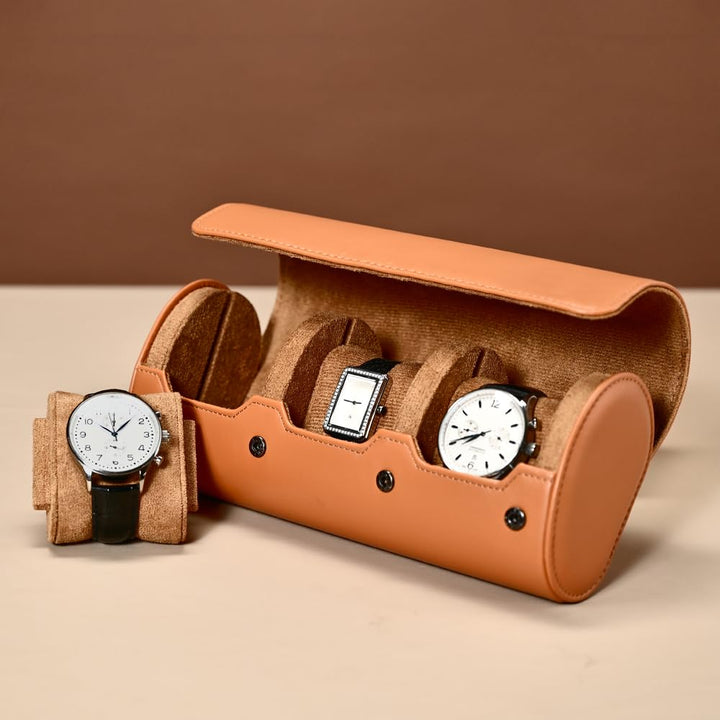 Oirlv Luxus PU Leder 3 Schlitze Uhrenrolle Uhrenbox Für Geschenkbox Weihnachten Jubiläum Geburtstag(