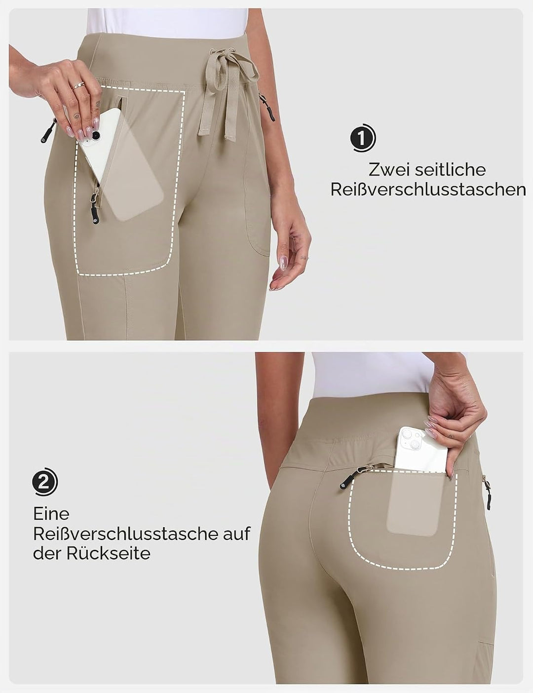 MoFiz Wanderhose Damen Leichte Cargohose Atmungsaktiv Trekkinghose Workout Wasserdicht Winddicht Cas