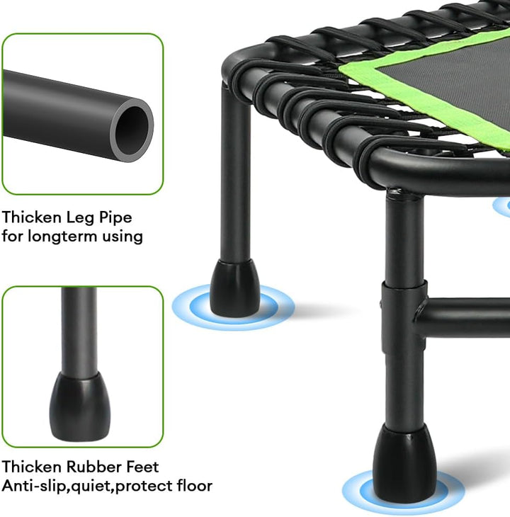 ONETWOFIT 114cm Trampolin Outdoor,Rückprall Trampolin für Erwachsene, Leises Mini Trampolin für das