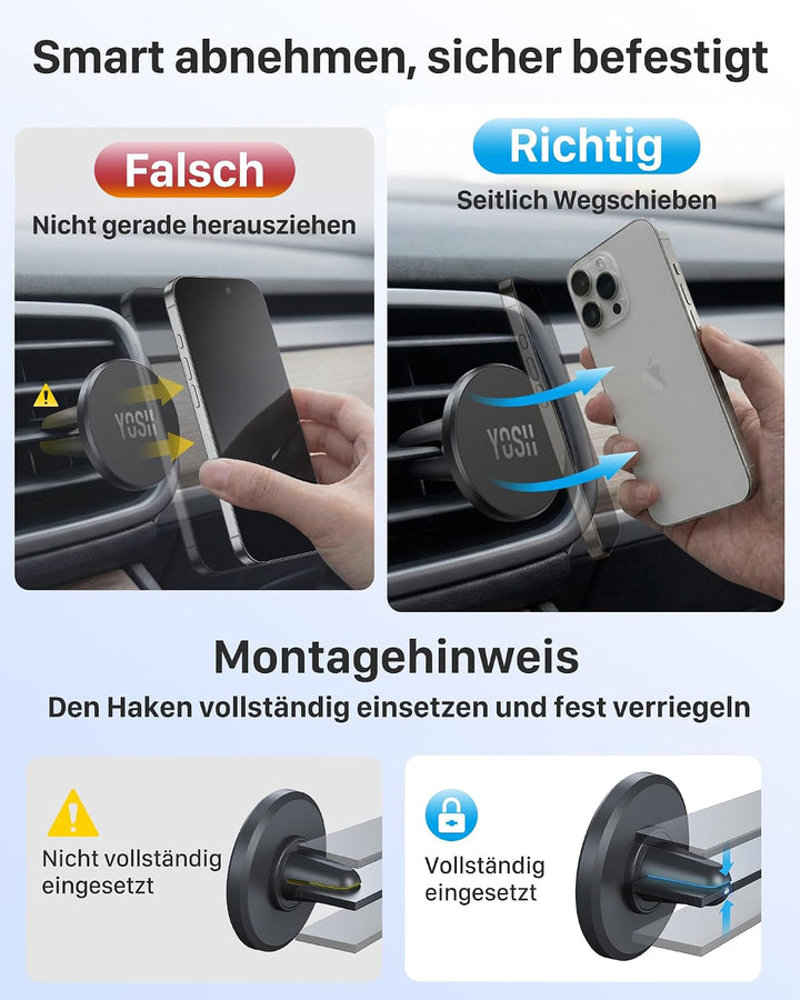 YOSH Mag-Safe Handyhalterung Auto für iPhone 15/14/13/12 Serie &amp; Magsafe-Hüllen, handyhalter Auto Ma