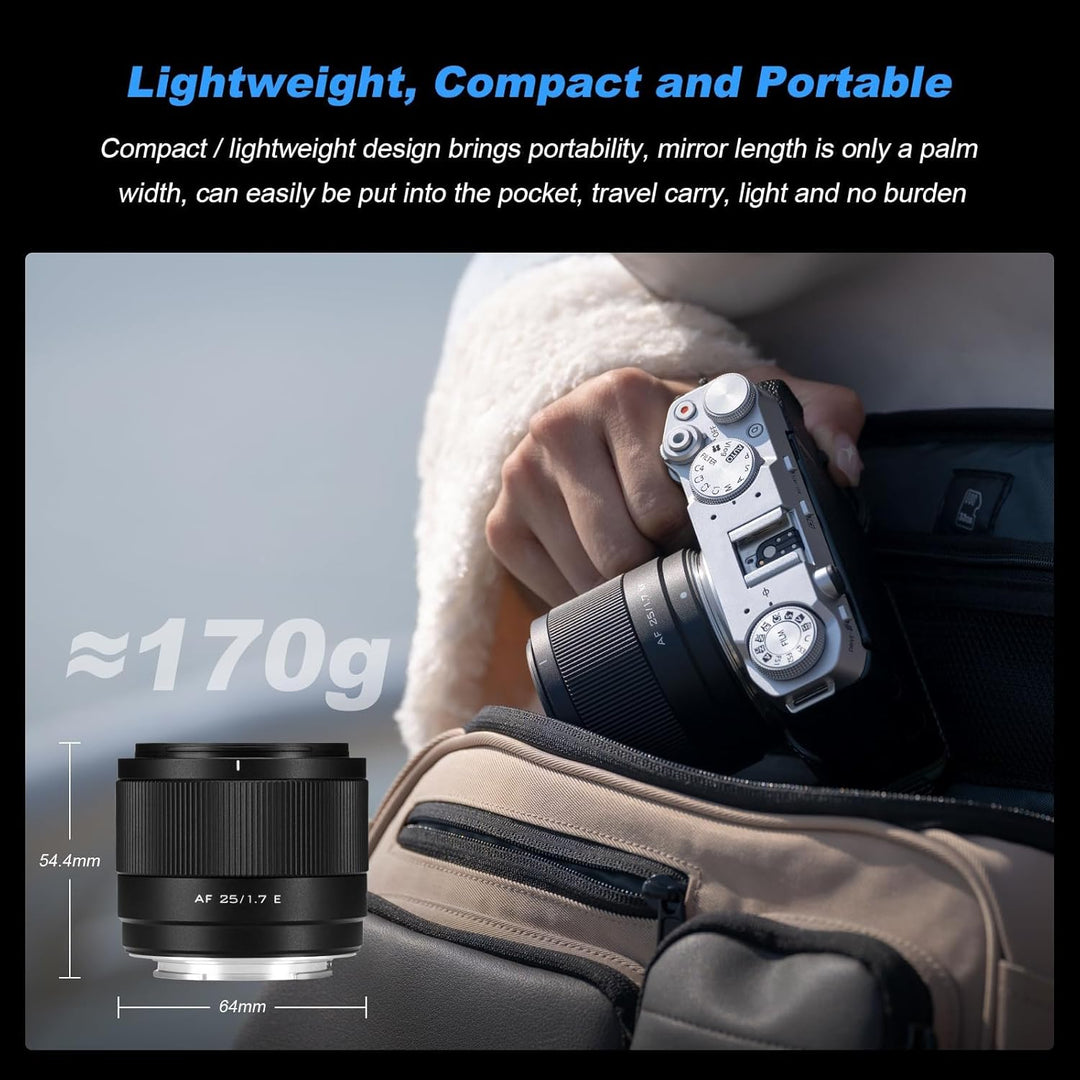 VILTROX 25mm F1.7 Air FE Pocket Dispo Objektiv AF F/1.7 E-Mount Portable Shot für Sony Einsteigerobj