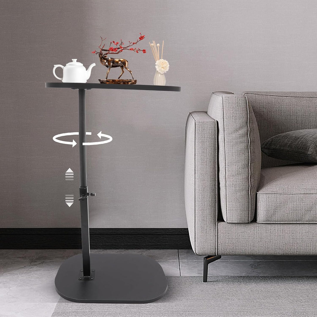 TTISJHK C-förmiger Beistelltisch höhenverstellbar 45–80cm, drehbare &amp; neigbare Tischplatte, Sofatisc
