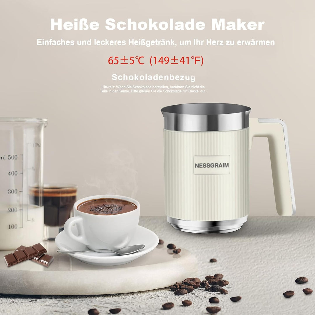 Milchaufschäumer Elektrisch 5-in-1, Milchschäumer Spülmaschinenfest mit Kakao Funktion für heisser S