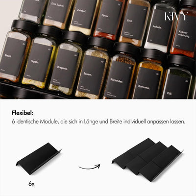 KIVY Gewürzregal Schublade Metall - Verstellbar & passend für alle Schubladen - Gewürz Organizer Sch