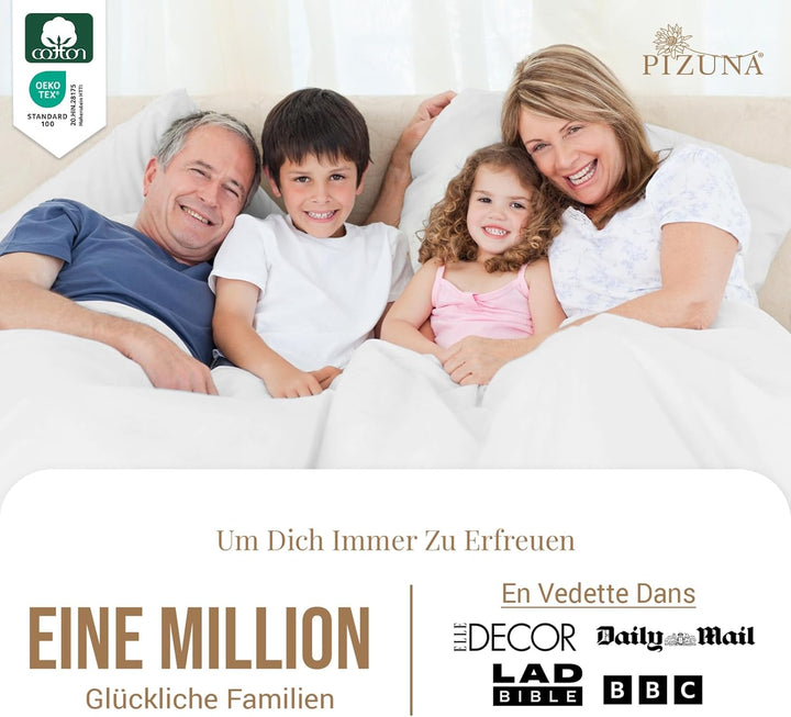 Pizuna Luxuriöser Soft-Satin 2er Pack Kissenbezug 70 x 90 cm Weiss, 800 Fadenzahl Baumwolle Kissenbe