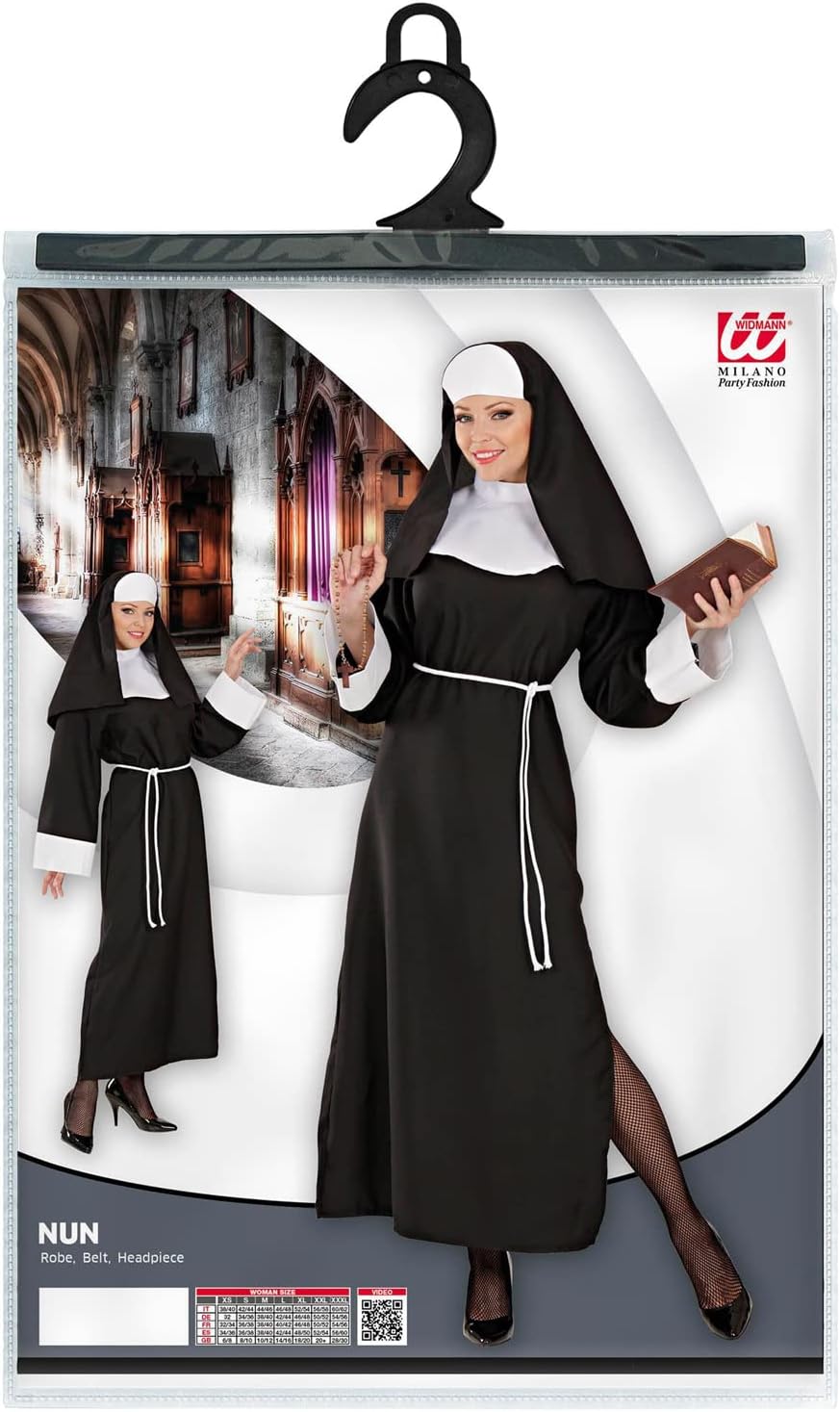 W WIDMANN MILANO Party Fashion - Kostüm Nonne, Kleid, Geistliche, Klosterschwester, Faschingskostüme