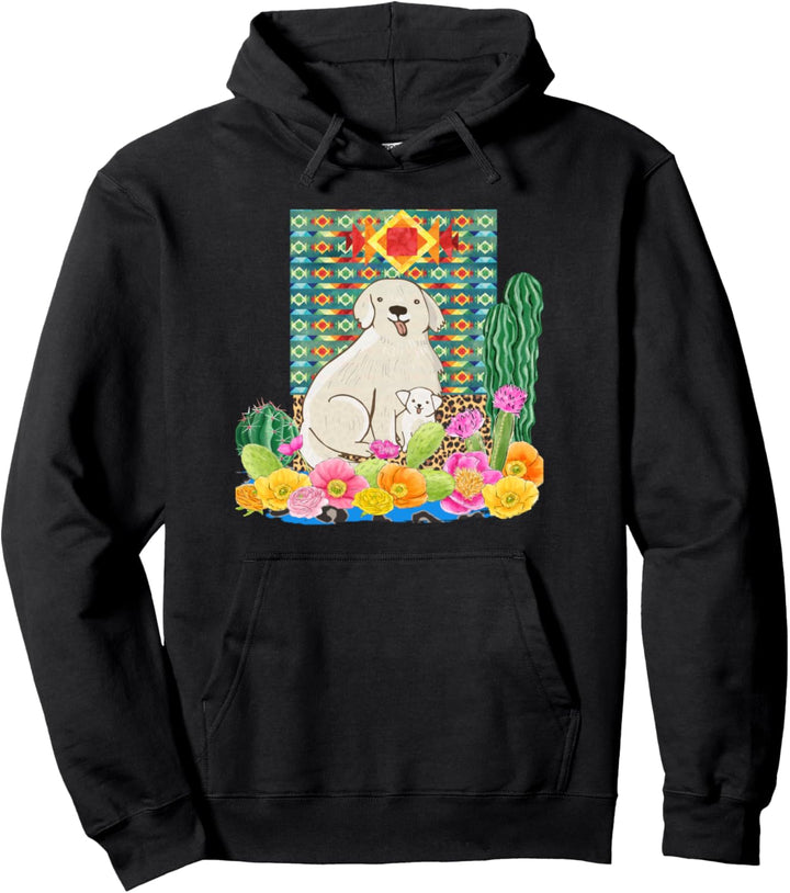 Mama Dog And Puppy Fiesta Cactus Flower Animal Pullover Hoodie