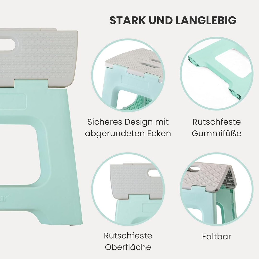 Vigar Kompakte Tritthocker Klappbar für Erwachsene, 27 cm, Klapphocker Faltbar 150 kg rutschfest, Le
