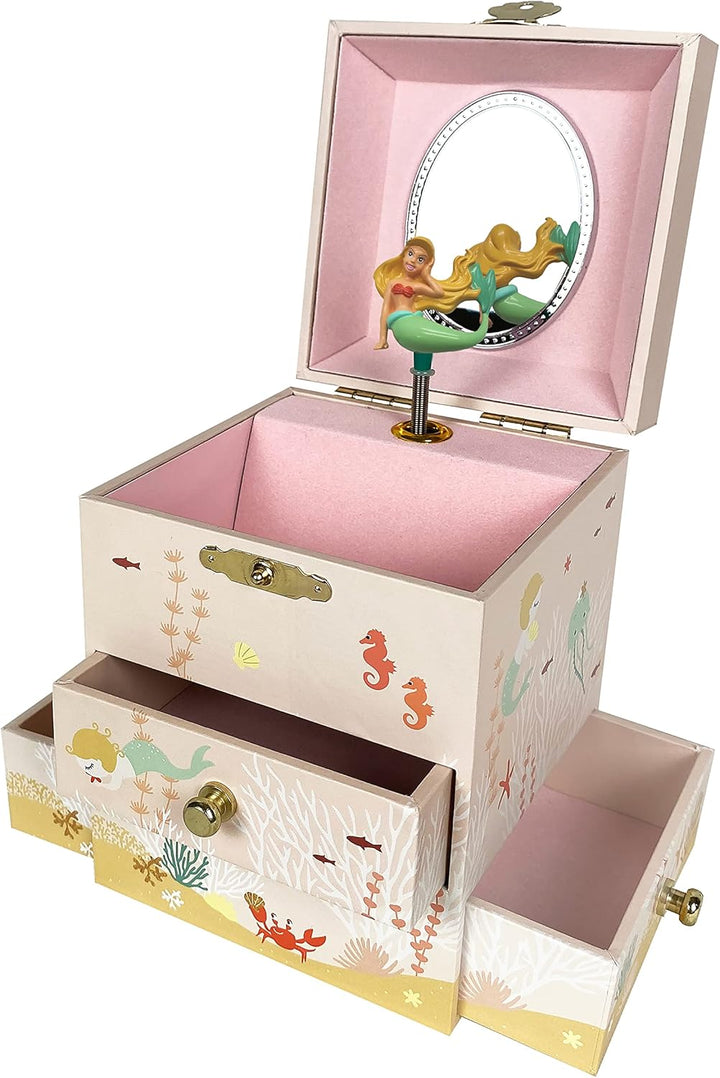 Trousselier 6260200 Schmuckbox für Kinder, Meerjungfrau, rosa Schmuckkästchen mit Musik und Schublad