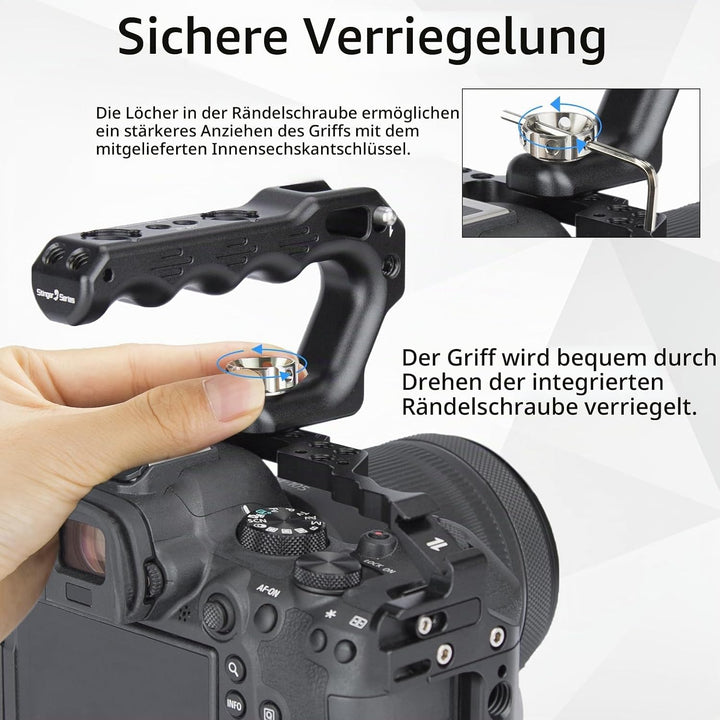 Nitze Top Handle, Mini Handle Grip mit 3/8"-16 ARRI Locating Pins,für Camera Cage, Universal Video R