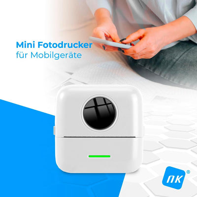 NK Tragbarer Fotodrucker – kabelloser Mini-Thermodrucker für Mobilgeräte, inklusive Papierrolle und