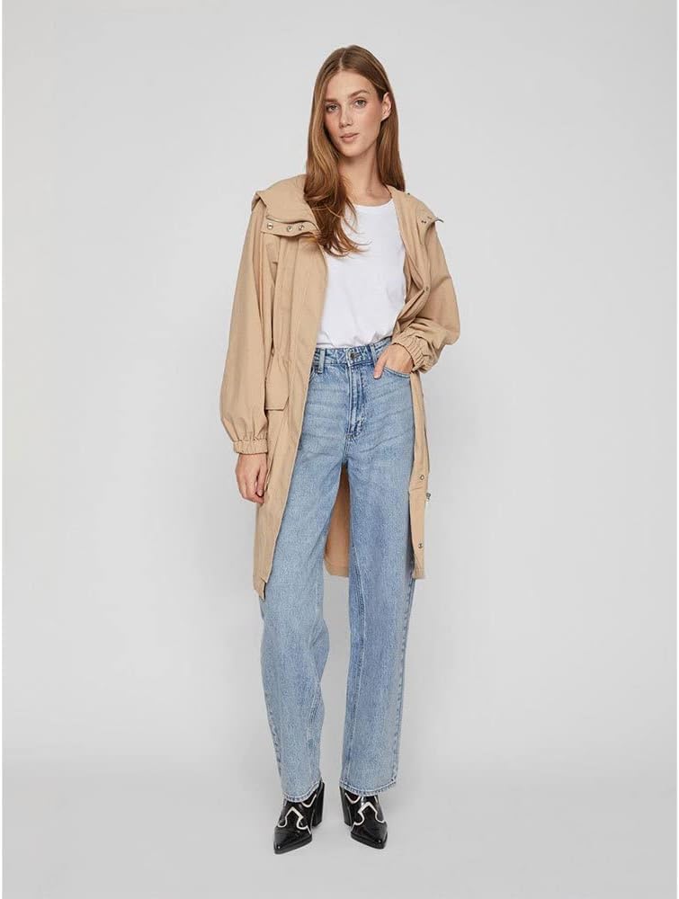 Vila Damen Visiliana Long Jacket-Noos Parka, 36 Sesame