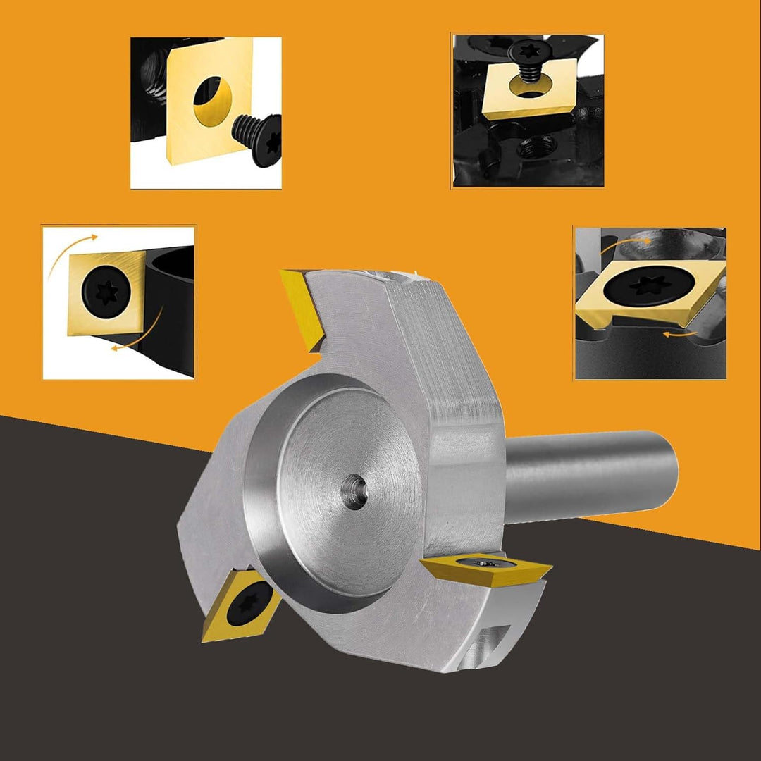 SpeTool Vernickelt Planfräser 12mm Schaft 60mm Durchmesser Planfräser für Oberfräse Wendeplatten Flä