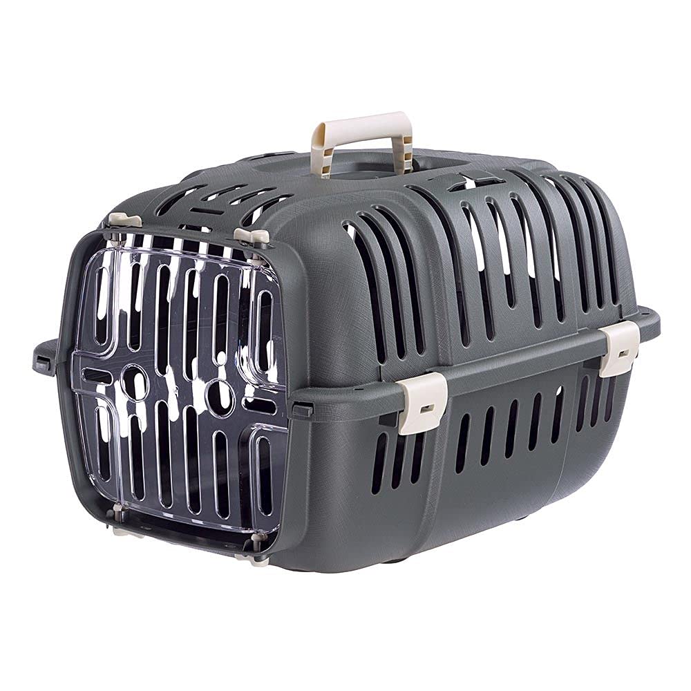Ferplast Transportbox für kleine Hunde und Katzen, Jet 10, transparente Tür, stossfest, Belüftungssc