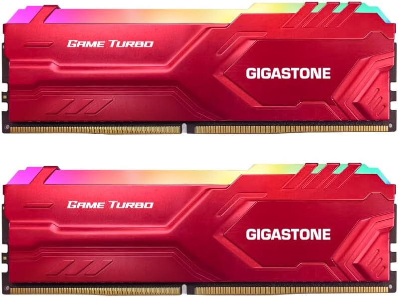 [RGB DDR4 RAM] GIGASTONE RGB Game Turbo (Red) Desktop RAM 16GB (2x8GB) DDR4 RAM 16GB DDR4-3200 MHz P