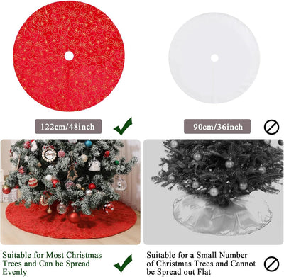 Lewondr Weihnachtsbaum Rock, 122cm Weihnachtsbaumdecke mit Schneeflockenmuster, Gestrickte runde Chr