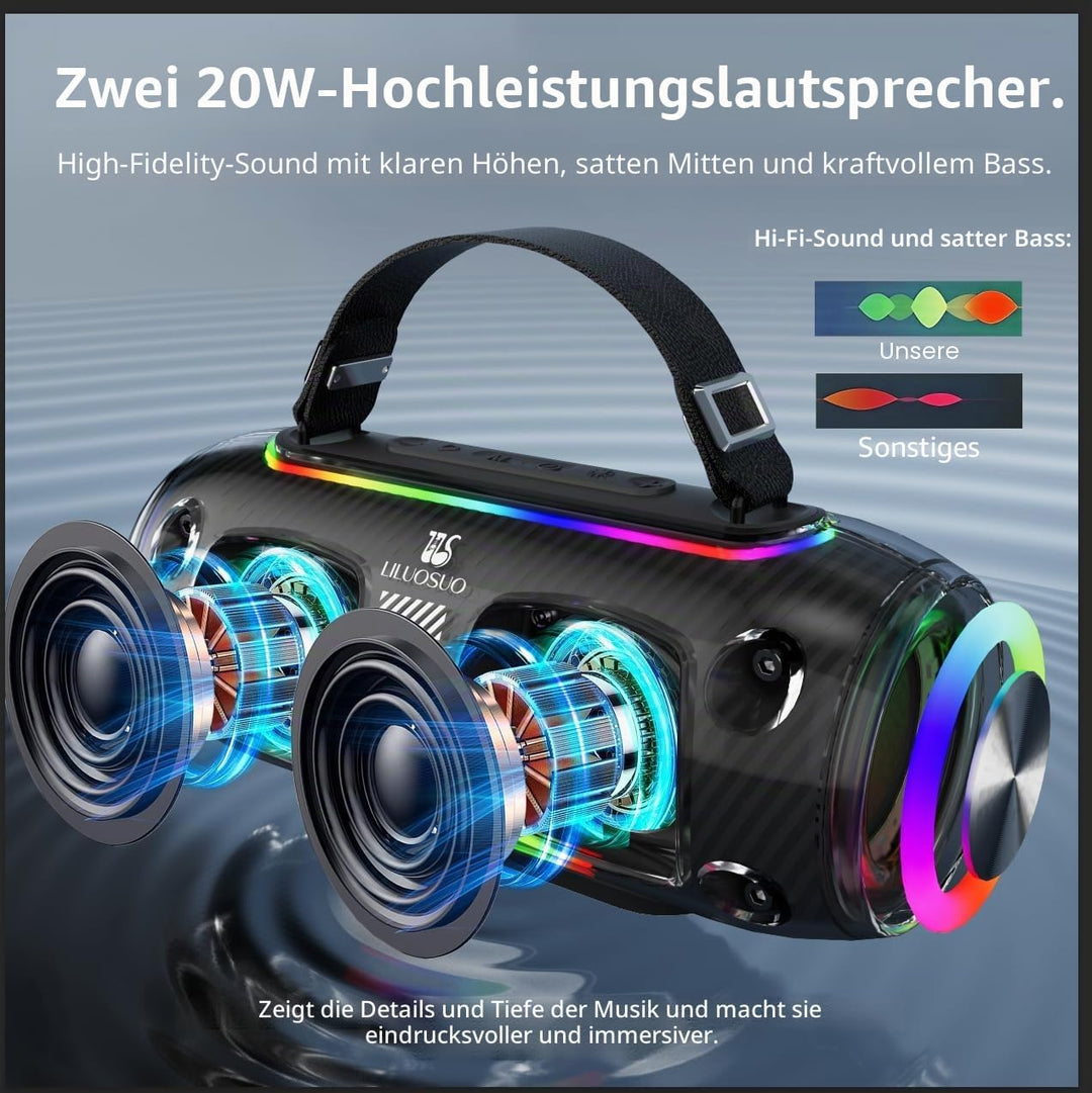 LILUOSUO Karaoke Maschine mit zwei drahtlosen Mikrofonlautsprechern, einem tragbaren Bluetooth PA-Sy