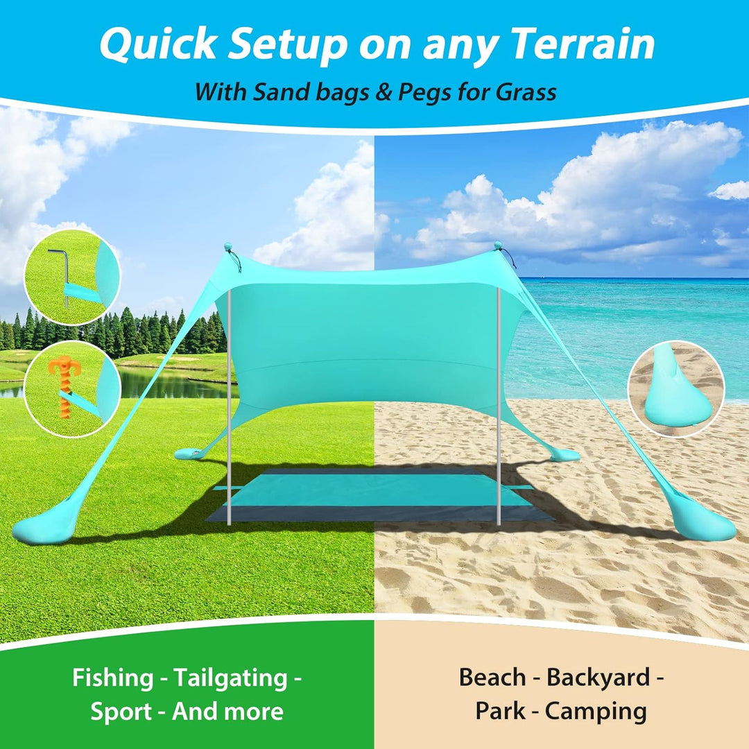 Beach StrandZelt mit Picknickdecke und Sandsack Anchor, Strandmuschel Sonnenschutz Zelt für Strand m