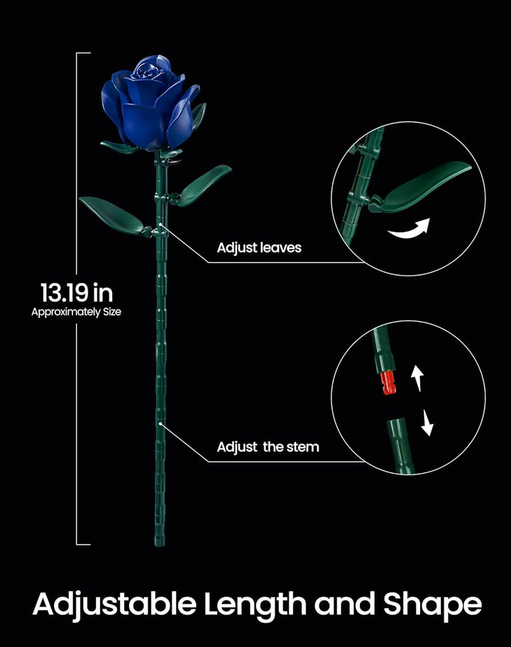 Millionspring Blaue Rosenstrauss-Bausatz mit 3 blauen künstlichen Rosen – Geschenkidee für Sie und I