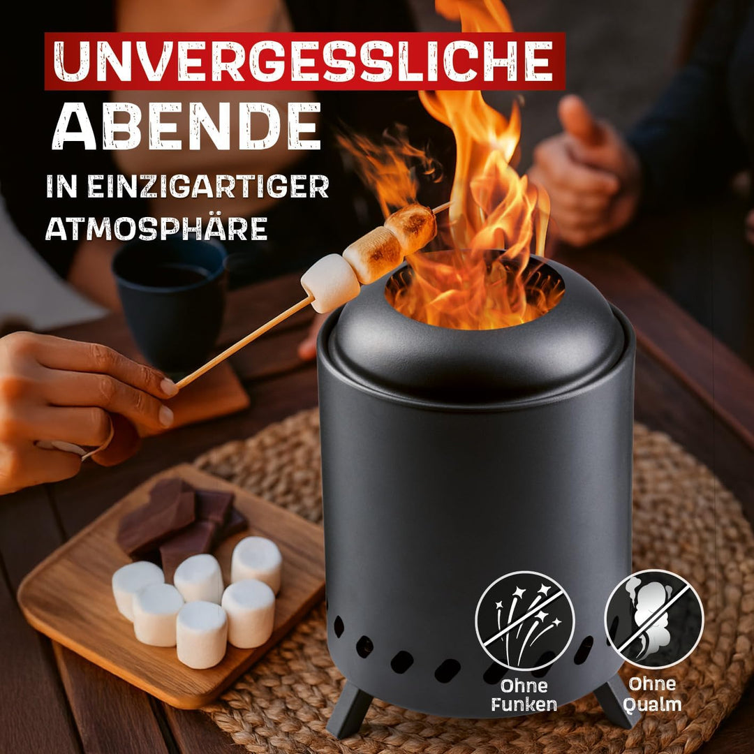 LANDMANN Feuerschale rauchfrei | Outdoor Feuerkorb | Feuertonne für Garten, Terrasse & Camping | kle