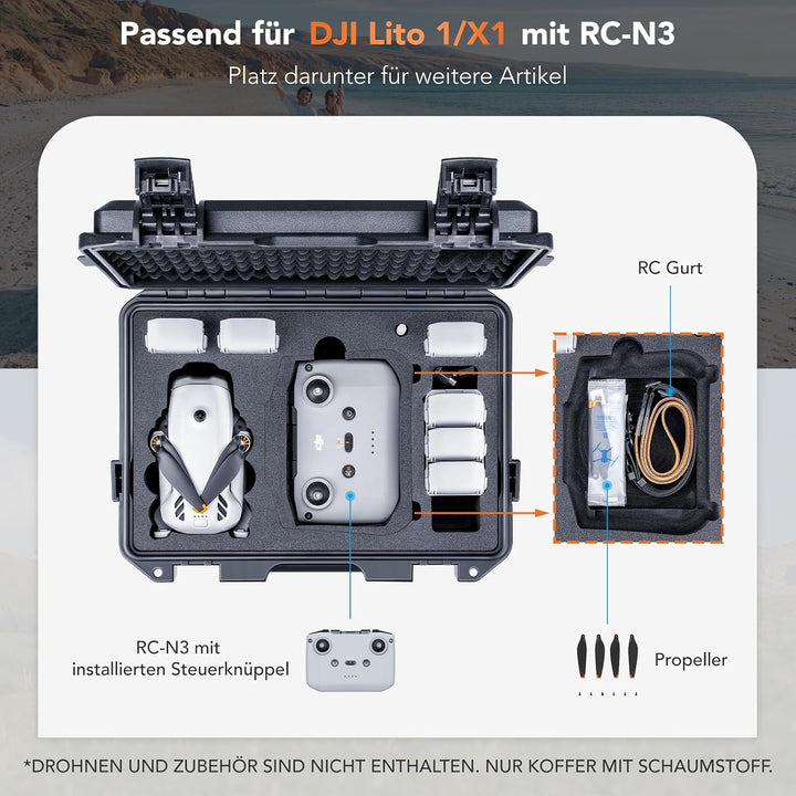 Lykus Titan LT110 wasserdichte Tasche/Koffer/Case für DJI Lito 1/Lito X1 Fly More Combo, RC2/RC-N3,