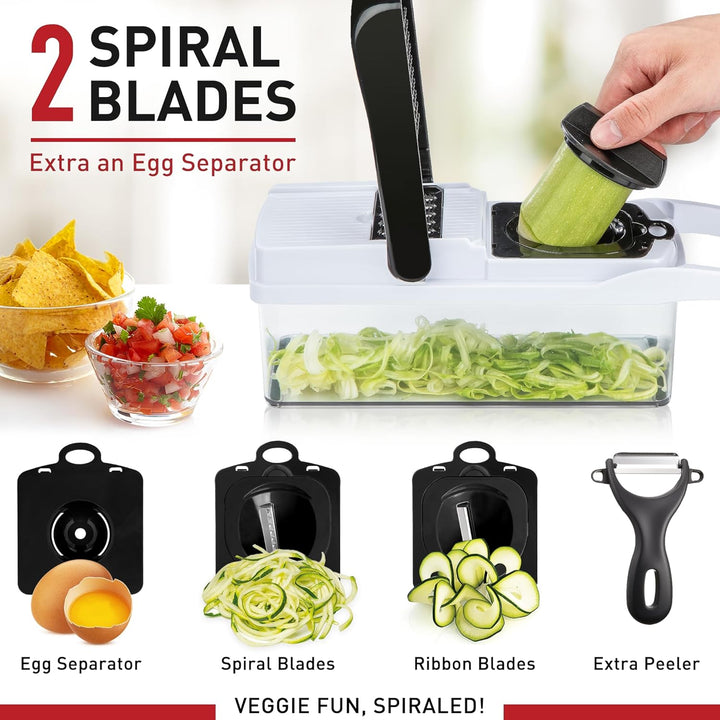 25 in 1 Multifunktionaler Zwiebelschneider Dicer, Spiralizer für Gemüse, Mandoline Hobel, Salat Food
