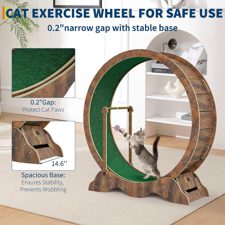 Katzenlaufrad 115cm für Indoor-Katzen - Laufband mit abnehmbarem Teppich, Sicherheitssperre und Spie