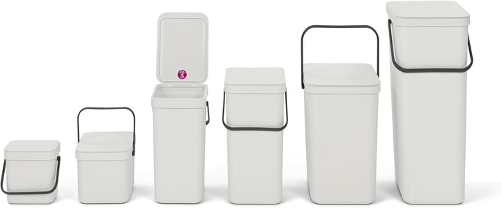 Brabantia Sort & Go Recycling-Mülleimer, 40 l, Hellgrau Light Grey 40 Liter Mülleimer, Light Grey 40