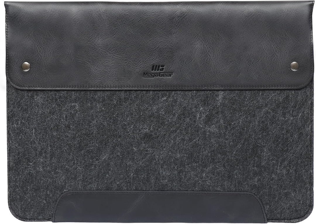 MegaGear MacBook-Tasche aus echtem Leder und Fleece, Laptop-Hülle für MacBook Pro und MacBook Air Hü