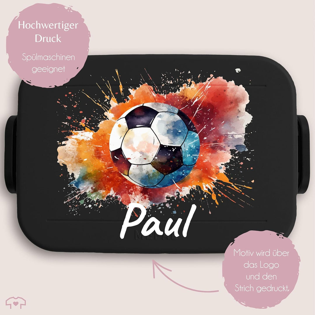 Kinder Bento Box Midi Lunchbox für Mepal Bentobox - Fussball Brotdose mit Name personalisiert I Gesc