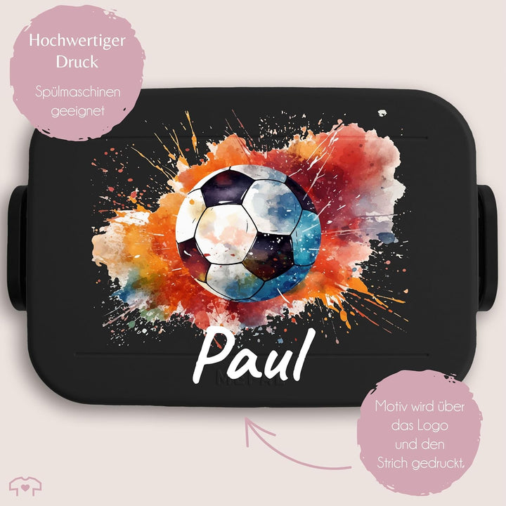 Kinder Bento Box Midi Lunchbox für Mepal Bentobox - Fussball Brotdose mit Name personalisiert I Gesc