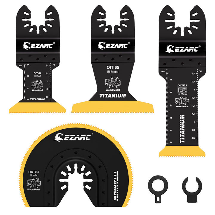 EZARC Oszillierende Multitool Sägeblätter Titanium, 4 tlg Tauchschneiden, Multitool-Klingen für Meta