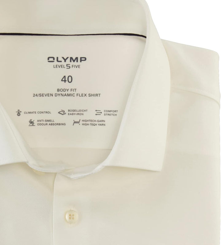 OLYMP Herren Businesshemd Langarm Level Five 24/Seven,Twill,Body fit,Modern Kent 38 Hellbeige 20, 38