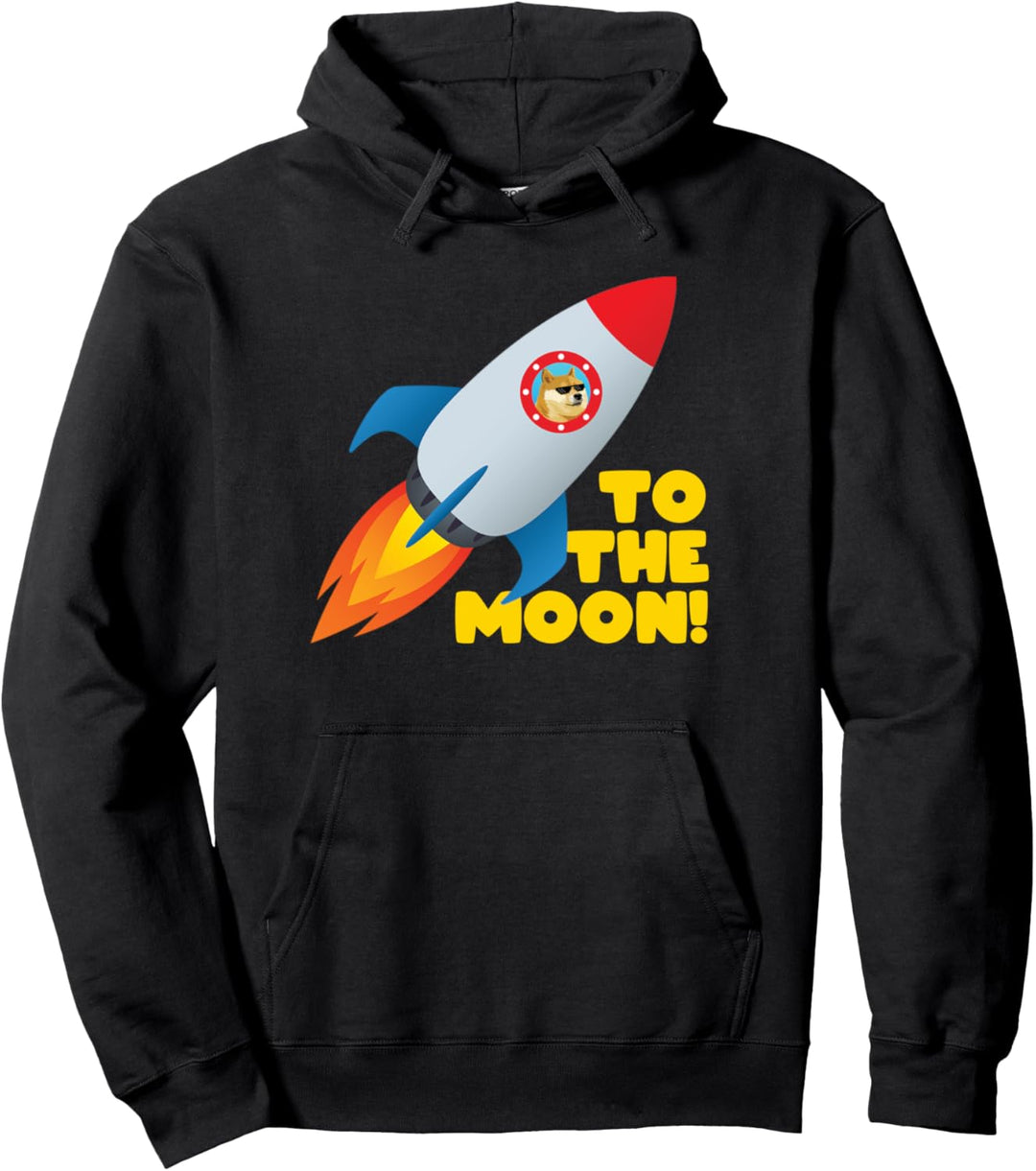 Doge The Moon Meme Funny Crypto Pullover Hoodie
