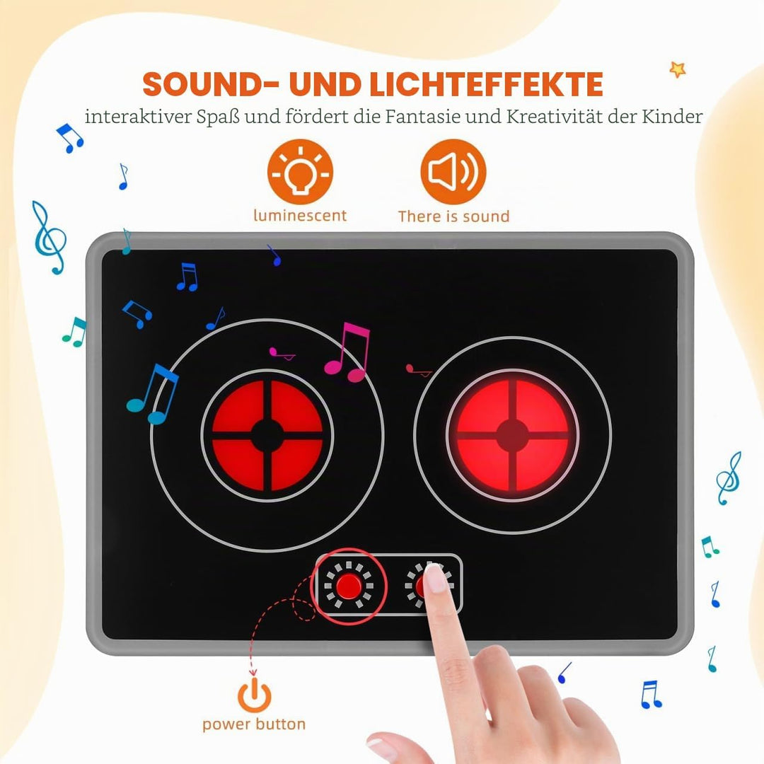 Happyyami Realistischer Induktionskocher Induktionskochfeld für Küchenspielzeug mit Licht Und Sounde