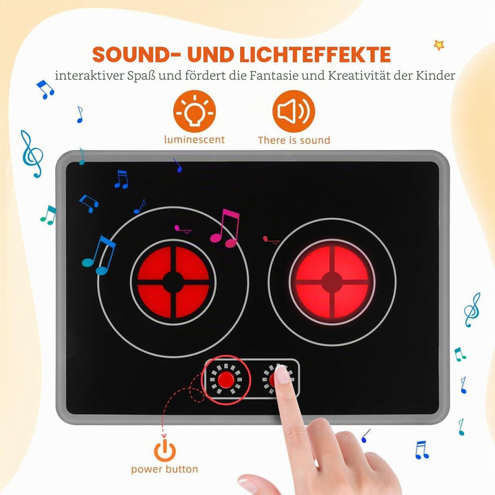 Happyyami Realistischer Induktionskocher Induktionskochfeld für Küchenspielzeug mit Licht Und Sounde