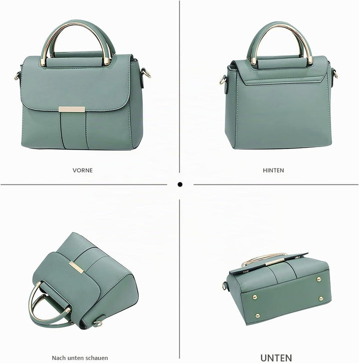 NICOLE &amp; DORIS Damen Handtasche mit Gewölbtem Griff Elegant PU Leder Schultertasche kleine Umhängeta