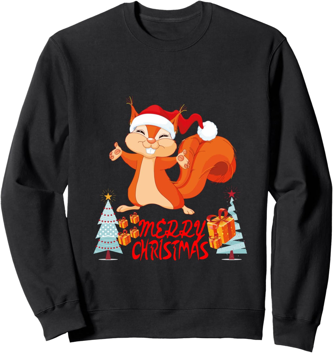 süsses Weihnachtsoutfit Partnerlook Geschenkidee Eichhörnchen Sweatshirt