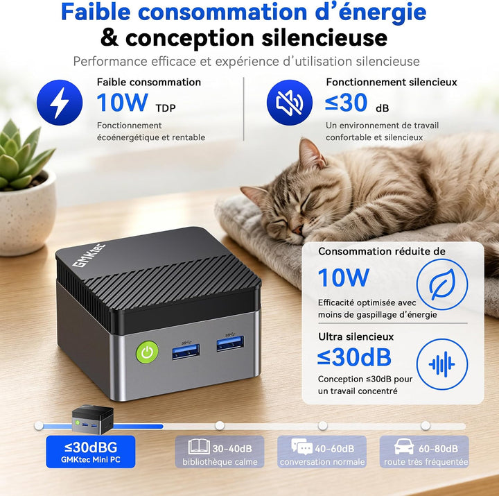 GMKtec G5S Mini-PC,Intel N5095 bis zu 3,6 GHz,8GB LPDDR4,128GB SSD, Dual-HDMI-4K-Display, Wi-Fi 6, B