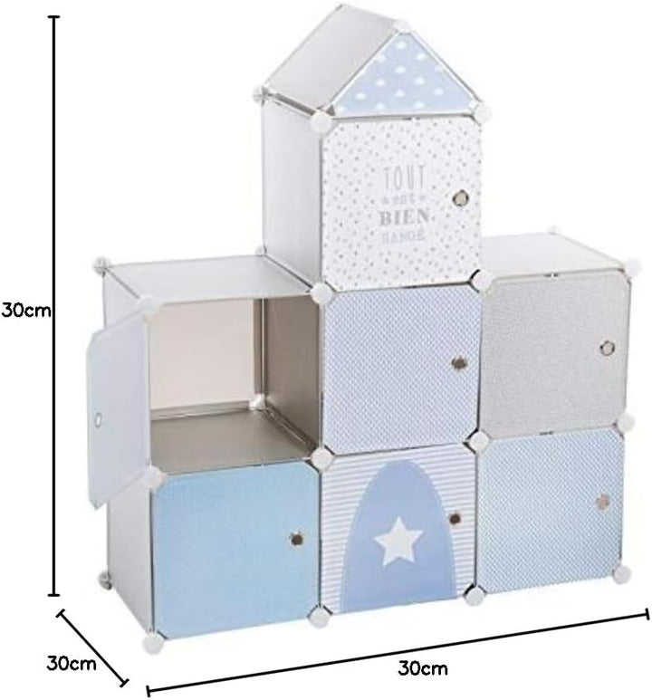 Kinder Aufbewahrungsboxen Château - grau und blau 96 × 109 cm - Grau - Atmosphera créateur d'intérie